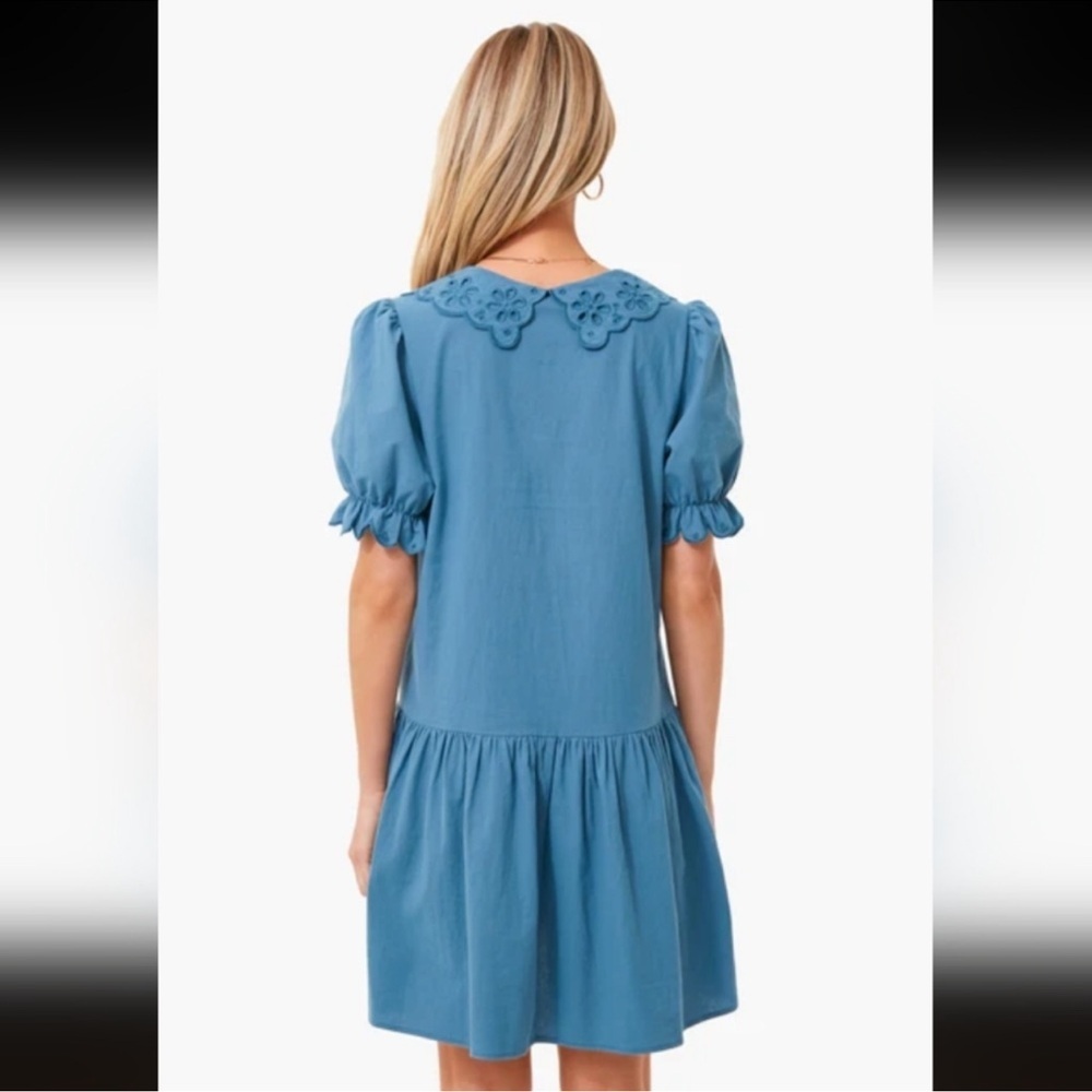 Tuckernuck Pomander Place French Blue Eyelet Babydoll Mini Dress - Picture 2 of 6